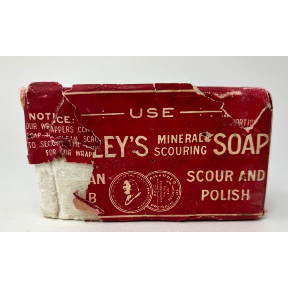 Vintage Wrigley's Mineral Scouring Soap Polish 1893 Made In Philadelphia USA